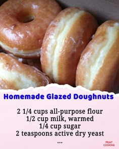 a box full of glazed doughnuts with instructions on how to make them in the microwave