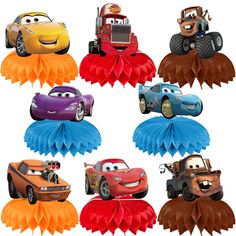 PRICES MAY VARY. Products Include: You will receive 8pcs The Lightning Cars McQueen party table decorations with different patterns, and the size of each centerpiece is about 6 inches. The party decorations are made of high-quality cards, which are seamless, durable, light, non-fading and thick. Unique Design: The Lightning Cars McQueen party centerpieces bright colors, eye-catching. The birthday party decorations will definitely attract people's attention. Easy to Assemble: Just take a few seco Lightning Mcqueen Birthday Party Decor, Cars Theme Birthday Party Decorations Lightning Mcqueen, Lightning Mcqueen Party Games, Disney Cars 3rd Birthday Party, Cars Bday Party Ideas, Cars Disney Birthday Party, Lighting Mcqueen Birthday Party Ideas, Cars Theme Birthday Party Decorations, Cars 3rd Birthday Party