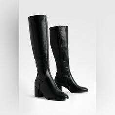 Elevate Your Style With Our Nicole Black Chunky Heel Knee High Boot. Perfect For Date Nights Or Dressing Up Any Office Look, These Boots Offer A Fashionable Touch To Your Fall Wardrobe. The Sturdy Chunky Heel Provides Comfort And Stability, Making Them A Versatile Choice For Casual Or Professional Wear. Runs Half A Size Small For Example- Size 7 Order 7.5 Inch Heel Approx. 2.5 Black Knee-high Boots With Low Heel, Black Knee-high Boots With Sculpted Heel For Business, Tall Black Boots, Classic Black Knee-high Boots With Sculpted Heel, Black Medium Width Knee-high Boots With Low Heel, Black Medium Width High Heel Knee-high Boots, Black Chunky Heels, Professional Wear, Black Boots Tall