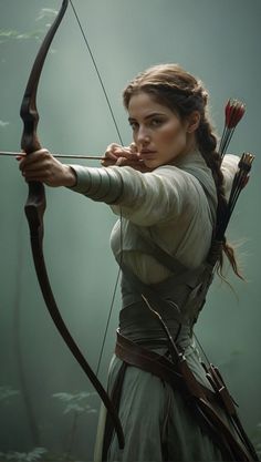 a woman with a bow and arrow in her hand