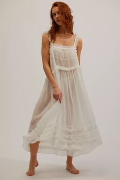 Moon Phase Midi Slip | Free People Flowy Midi Dress With Ruffled Straps For Daywear, Airy Ruffled Dresses For Daywear, Spaghetti Strap Midi Dress With Ruffles For Daywear, Feminine Midi Dress With Ruffles And Square Neck, Feminine Midi Dress With Square Neck And Ruffles, Feminine Square Neck Midi Dress With Ruffles, Flowy Square Neck Midi Dress With Ruffles, Billowy Midi Dress With Ruffles, Feminine Midi Dress With Ruffled Straps For Daywear