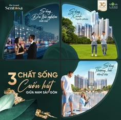 an advertisement for the song 3 chat song caen thu gian sa son