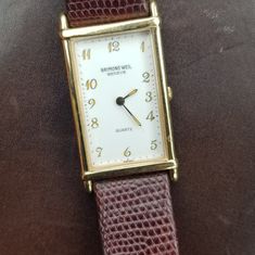 Rectangle Face Leater Strap 18k Gold Electroplated Rectangle Face, Raymond Weil, Accessories Vintage, Vintage Accessories, Brown Gold, Gold Watch, Accessories Watches, 18k Gold, Mens Accessories