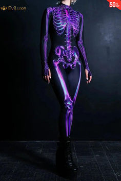 😍HOT SALE - This sexy Halloween bodysuit is what you are looking for! Its Perfect for Festival and Halloween party 🎃 Order Here 👉 Purple Halloween Costumes, Scary Skeleton, Skeleton Costume, Pajama Outfits, Halloween Costumes For Girls, Carnival Party, Halloween Fashion, Milk Silk, Skull And Bones