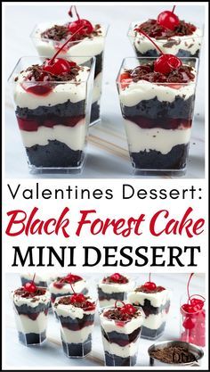 black forest cake mini desserts with cherries on top