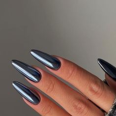 Metallic Nails Design, Indigo Nails, Mirror Nails, Nails Only, Metallic Nails, Chic Nails