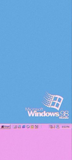 a computer screen with the microsoft logo on it's left side and windows 98 in the background