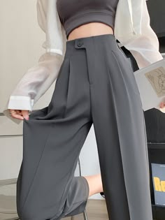 Flare Cargo Pants, Women Trousers Design, Office Attire Women, Korean Pants, Aha Moment, Elastic Skirt, Mode Kimono, Elastic Pants, Loose Trousers