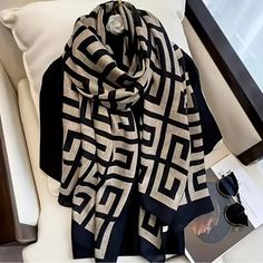 Details: ****Same Day Shipping If Ordered Before 4pm Est*** Product Description Vibrant Geometric Scarf Print New In Pack Soft, Warm, Windproof, Lightweight Wear As A Shawl Or Wrap Colors Are Black & Beige Measurements: Length:170cm/66.92inch Width:60cm/23.6inch *Smoke & Pet Free Environment* Geometric Scarf, Boho Styl, Stil Boho, Linen Scarves, Legging Sport, Styl Boho, Patterned Scarves, Warm Scarf, Cotton Scarf