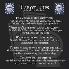 the tarot tips card with instructions on how to use it