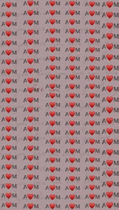 many red hearts are arranged in rows on a gray background with the word mama written across them