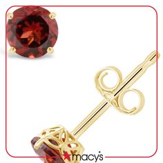 in stock Macys Jewelry, Butterfly Motif, Basket Setting, Yellow Gold Jewelry, Garnet Earrings, Round Stud Earrings, Wedding Watch, Metal Earrings, Free Jewelry