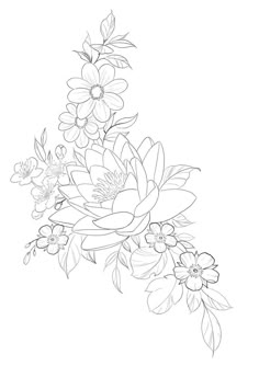 a line drawing of flowers on a white background