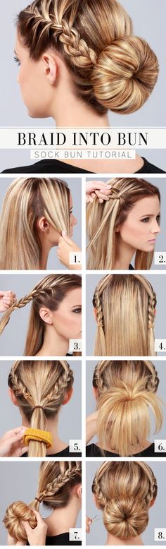 Sanggul Cepol, Sock Bun Hairstyles, Beauty Tutorial, Hair Bun Tutorial, French Braids, Bun Tutorial, Fishtail Braid, Braided Bun, Popular Hairstyles