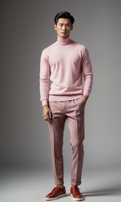 Men's Turtleneck Upcycled Cashmere Jumper in Pink  maglieria da uomo, maglioni da uomo, maglione uomo, maglioni uomo, maglie a girocollo, maglie cashmere, maglie scollo a V, maglie collo alto, maglione scollo a V, maglione collo alto, maglione girocollo, men's sweater, cashmere sweater Grwm Men, Cashmere Sweater Outfit, Cashmere Sweater Upcycle, Upcycled Cashmere, Sweater Outfits Men, Stylish Knitwear, Outside Baby Showers, Sweater Outfit, Cashmere Jumper