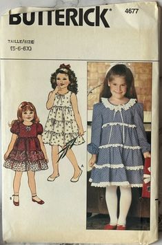 Baby Doll Dress Pattern, Tiered Dress Pattern, Butterick Dress Patterns, Women's Sewing Patterns, Childrens Sewing Patterns, Babydoll Shirt, Dress Patterns Free, Doll Dress Patterns, Mccalls Sewing Patterns