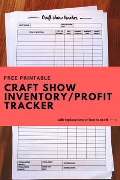 two sheets of paper with the words craft show inventory / profit tracker on them