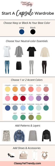 Learn how to create a capsule wardrobe using the 5-step visual guide! Step-by-step, you'll start your own capsule! Organize your closet with clothes, shoes and accessories and have several outfits for spring, summer, fall and winter. You'll have outfit ideas, save money, have a neat closet and feel better about the way you look! Classy Yet Trendy, Mode Tips, Fashion Capsule Wardrobe, Wardrobe Planning, Capsule Outfits, Mode Casual, Travel Wardrobe