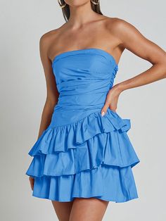 Off shoulder ruffle dress Blue Hoco Dress, Off Shoulder Ruffle Dress, Sadies Dress, Cute Formal Dresses, Cute Homecoming Dresses, Hoco Dress, Shoulder Ruffle Dress, Theme Dress, Sherri Hill Dresses