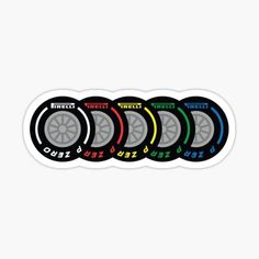 four different colored wheels sticker