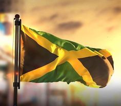 a jamaica flag waving in the wind