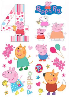 peppa pig stickers are shown on a white background