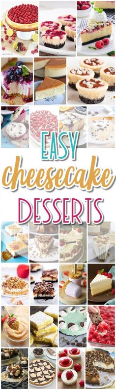 easy cheesecake desserts collage with text overlay - free printable recipe