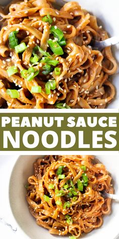 two pictures with noodles and vegetables in them, the top one has sesame seeds on it