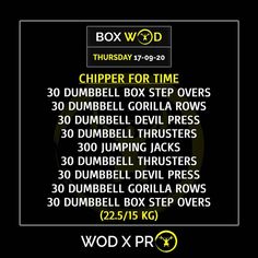 the box workout schedule for november 29 - 30, 2013 is shown in yellow and black