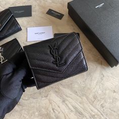 Yves Saint Laurent YSL Caviar Short Tri-fold Wallet Six card slots and a coin pocket One banknote compartment and four receipt compartments.

 Size 12.5*10*2.5 Ysl Wallet, Large Leather Bag, Small Leather Bag, Lv Purse, Envelope Wallet, Medium Handbags, Lv Handbags, Large Handbags, Lv Belt