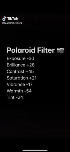 the polaroid filter is shown in black with white text and an image of a polaroid