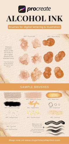 alcohol ink brushes for digital lettering and illustrations by procreate - infographia