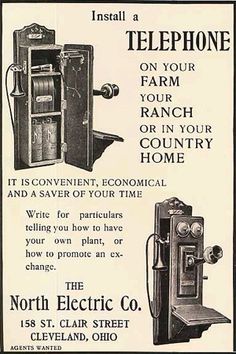 an advertisement from the north electric company for telephones and other household appliances, dated in 1909