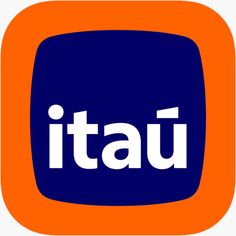 an orange and blue square with the word itau in white letters on top of it