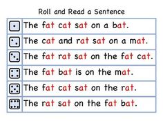 the word roll and read sentence worksheet for kids to practice their reading skills