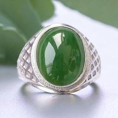 jade ring for men handmade ring statement ring art deco ring engagement ring anniversary ring wedding ring promise ring vintage ring promise ring groom ring gents ring dainty ring 925 sterling silver ring gemstone ring aaa quality ring stacking ring jade men ring march birthstone personalised ring for him This Jade Is Purely A Handmade Product Designed By Us At Our Work House Item Description Jewelry Type- Ring Gemstone- Jade Stone Color - 10x14 mm Gender- Men Material- 925 Sterling Silver Gemst Jade Rings Men, Silver Jade Rings For Formal Occasions, Formal Silver Jade Ring, Classic Silver Ring With Jade, Classic Silver Jade Ring, Silver Jade Emerald Wedding Ring, Oval Jade Ring For Wedding, Oval Jade Wedding Ring, Silver Jade Rings For Anniversary