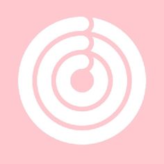 a white circle on a pink background with the letter c in it's center