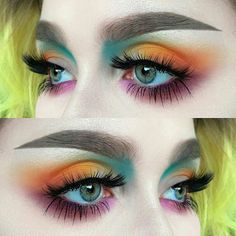 Wonderland Makeup, Mad Hatter Costume, Bright Eyeshadow, Bright Makeup, Alice In Wonderland Costume, Smink Inspiration, Smokey Eyes