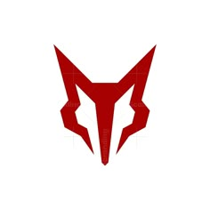 a red fox head logo on a white background