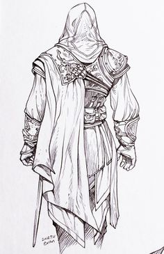 Assassin's Creed Sketch, Ezio Drawing, Assassin Drawing, Assassins Creed Wallpapers, Warrior Sketch, Assassins Creed Tattoo, Assassin's Creed Wallpaper, Ezio Auditore, Assassins Creed 2