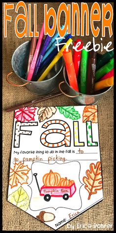 the fall coloring book is open and ready to be filled with colored crayons