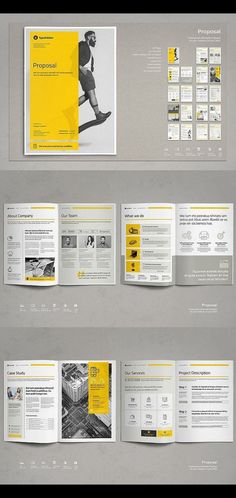 an image of a brochure with yellow and gray colors on it, including the pages