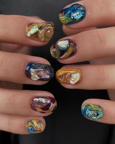 Cute Nail Colors, August Nails, Witchy Nails, Short Nail, Stunning Eyes, Nail Studio, Prom Nails, Nail Inspiration, Funky Nails