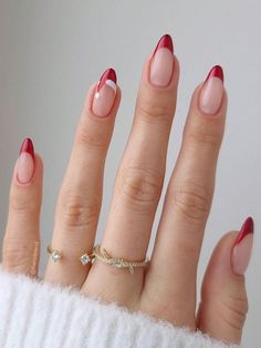 Red  Collar    Color Nails Embellished   Beauty Tools Santa Nails, December Nails, Festival Nails, French Nails