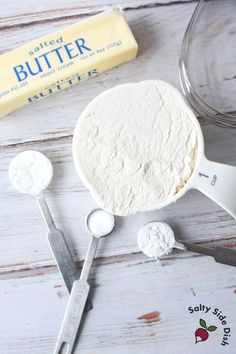 the ingredients to make butter are laid out on a table