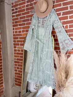 DARLING Mint Lace Crochet Duster - The Gypsy Bazaar Crochet Duster, Lace Duster, Green Kimono, Kimono Duster, Plus Size Boutique, Boho Lace, Lace Crochet, Be Confident, Scalloped Hem