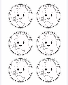 the earth coloring page with four different faces