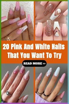 Pink And White Nail Designs, Pink And White Nails, Pink White Nails, Daisy Nail Art, Blue Nail Color, Royal Blue Nails, Baby Pink Nails, Bridal Nail Art, White Glitter Nails