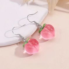 Item: 1 Pair Of Cute Kawaii Peach Earrings. Color: Pink/Green Material: Acrylic Length: 1.38" Brand: Yumibuni Condition:New This Item Will Ship Quickly From A Smoke-Free Environment. Kirby Earrings, Kawaii Peach, Peach Earrings, Kawaii Earrings, Kids Accessories Jewelry, Girl Jewelry, Dress Indian, Birthday List, Pink Peach