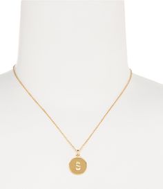 Choose the initial that means the most to you; this pendant is gold-plated and suspended from a delicate Rolo chain&#033; Letter initial on the front&#x2C; pendant's reverse is engraved with "one in a million" affirmation.shiny 12k-gold plated metallobster clasp closureapprox. 17" length with 3" extender; 0.5" pendant diameterImported. Kate Space Necklace, Accessories Jewelry Necklace, Rolo Chain, One In A Million, Initial Necklace, Kate Spade New York, Kate Spade, Initials, Jewelry Accessories